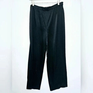 St. John Caviar Black Silky Wide-Leg Trouser Travelers Luxury  Pants Size 12